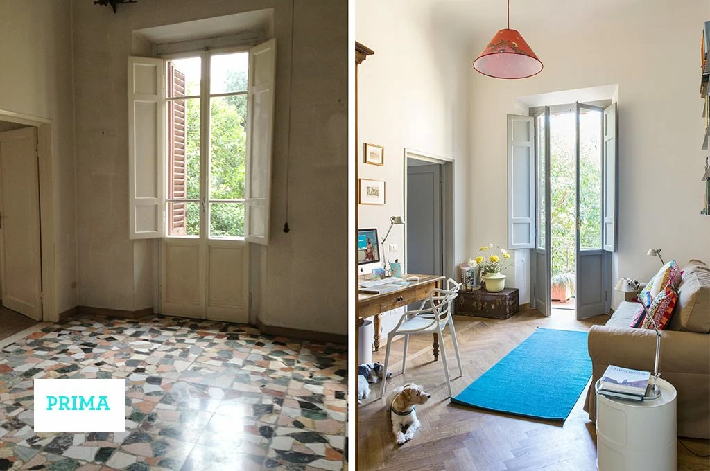 Casa prima e dopo una ristrutturazione completa